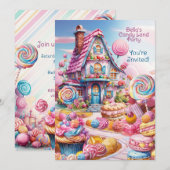 Snoep Land Verjaardagsuitnodiging grillig Kaart (Voorkant / Achterkant)