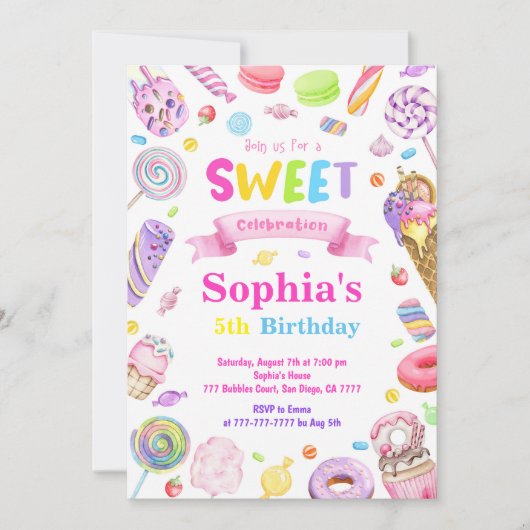 Snoep Land Verjaardagsuitnodiging Kaart (Voorkant)