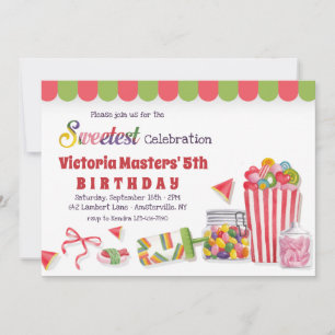 Snoep Lane Birthday Party Invitation Kaart