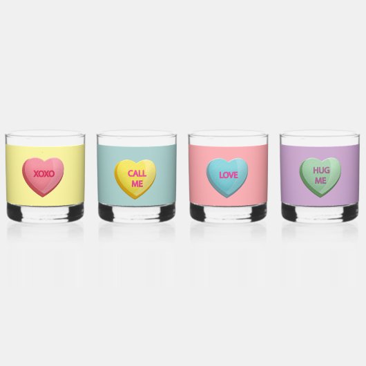 Snoep liefde harten romantische woorden kleurrijk whisky glas (Voorkant)