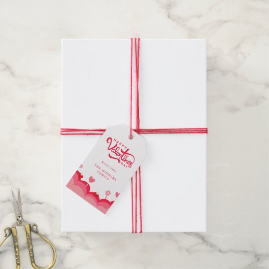 Snoep Liefde Rood en Roze Gelukkige Valentijnsdag Cadeaulabel (Met Touw)