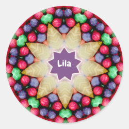 SNOEP LILA ~ Gepersonaliseerd paaspatroon ~ Ronde Sticker
