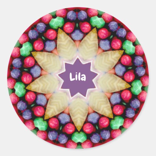 SNOEP LILA ~ Gepersonaliseerd paaspatroon ~ Ronde Sticker (Voorkant)