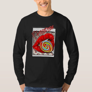 Snoep Lips Lollipop Mannen Vrouwen Hip Hop idee T-shirt