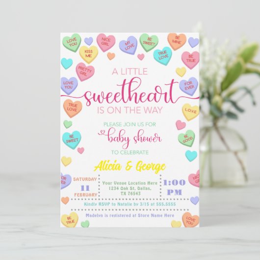 Snoep Little Sweetheart is op de weg baby shower Kaart (Staand voorkant)