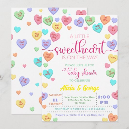 Snoep Little Sweetheart is op de weg baby shower Kaart (Voorkant / Achterkant)