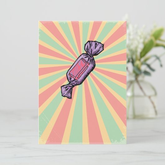 Snoep Lollie Uitnodigingen (Staand voorkant)