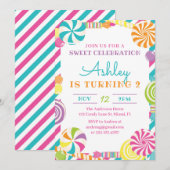 Snoep Lollipop Birthday Party Invitation Kaart (Voorkant / Achterkant)