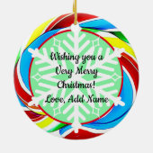 Snoep Lollipop Realistisch kerstfeest Keramisch Ornament (Achterkant)