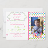 Snoep Lollipop Sweet Birthday Fotouitnodiging Kaart (Voorkant)