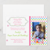 Snoep Lollipop Sweet Birthday Fotouitnodiging Kaart (Voorkant / Achterkant)