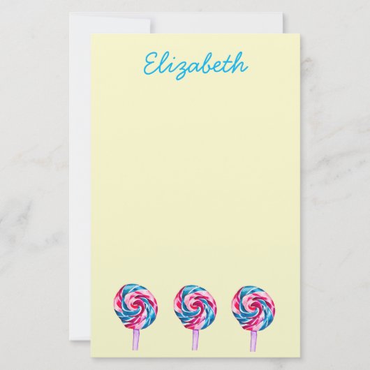 Snoep lolly waterverf zoete kunst briefpapier (Voorkant)