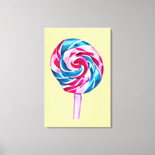 Snoep lolly waterverf zoete kunst canvas afdruk