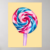 Snoep lolly waterverf zoete kunst poster (Voorkant)
