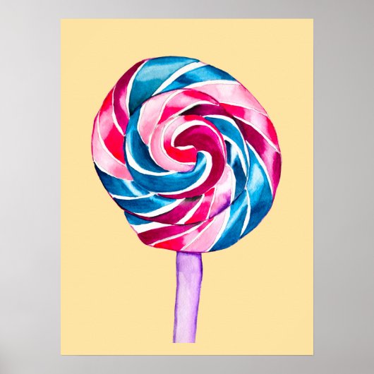 Snoep lolly waterverf zoete kunst poster (Voorkant)