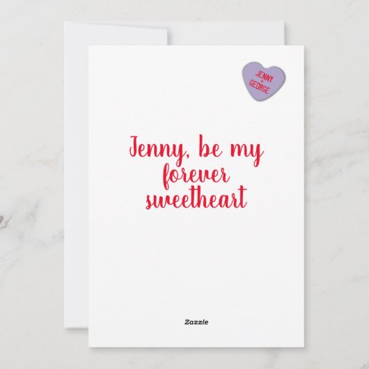 Snoep maakt aangepaste berichten warm, Valentijn p Feestdagenkaart (Achterkant)