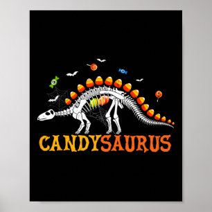 Snoep Maïs Dinosaurus Skelet Gelukkig Halloween Poster