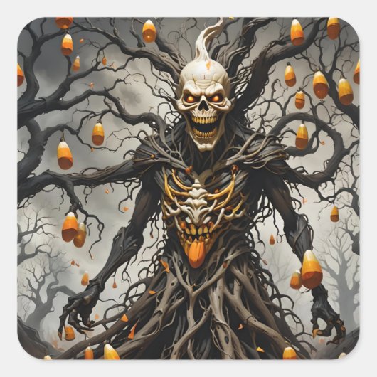 Snoep Mais Man Vierkante Sticker (Voorkant)