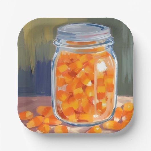Snoep Mais Pot | Prettig Halloween Papieren Bordje (Voorkant)