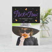 Snoep Mais Trick or Treat Halloween Fotokaart (Staand voorkant)