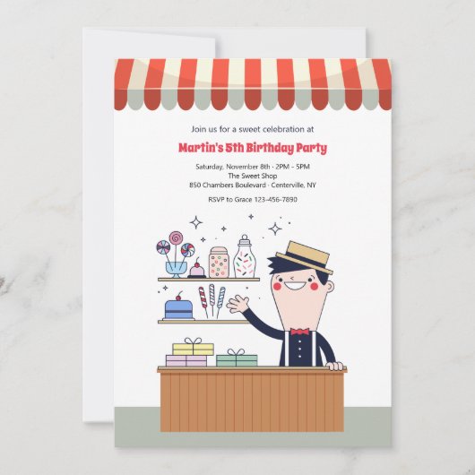 Snoep Man Birthday Party Invitations Kaart (Voorkant)