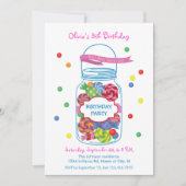 Snoep Mason Jar Birthday Uitnodiging (Voorkant)