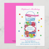 Snoep Mason Jar Sweet Sixteen Uitnodiging (Voorkant / Achterkant)