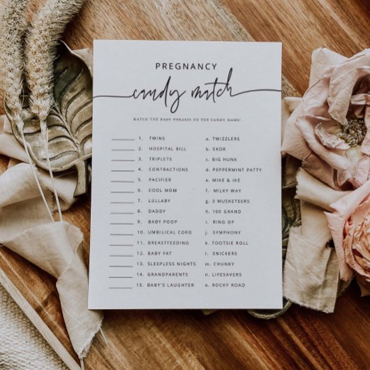 Snoep Match Party Game Baby shower Activiteit Kaar Kaart