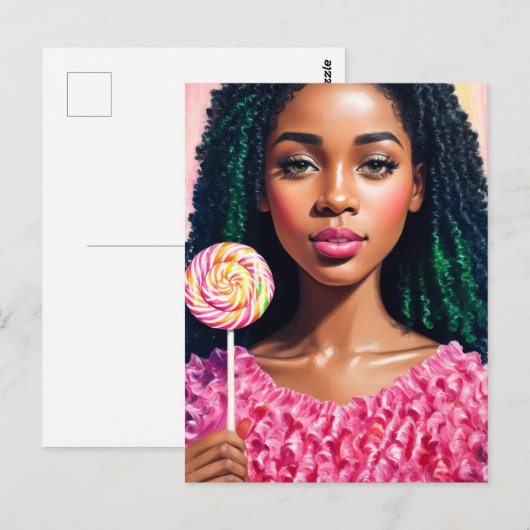 Snoep Meisje Melanine Beauty Briefkaart (Voorkant / Achterkant)