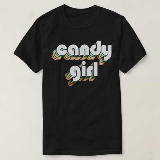 Snoep Meisje Retro Rainbow Typografie Vervaagd Sti T-shirt (Design voorkant)
