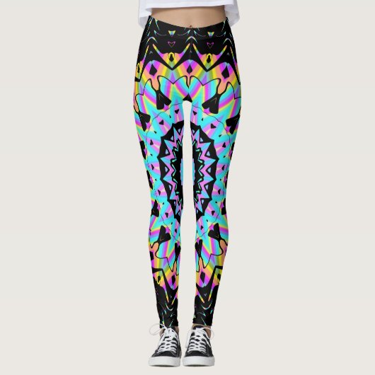 Snoep met dampgolfkleur mandala leggings (Voorkant)