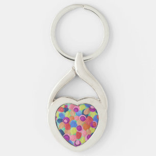 Snoep met gekleurde drijvende hoofdring sleutelhanger