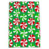 Snoep met groene en rode kerstpannen medium cadeauzakje (Achterkant)