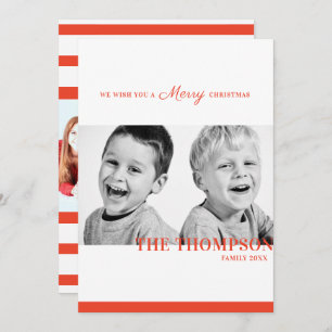 Snoep met kerstmis, rode streep, twee foto feestdagenkaart