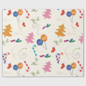 Snoep met kerstpatroontjes cadeaupapier (Vlak)