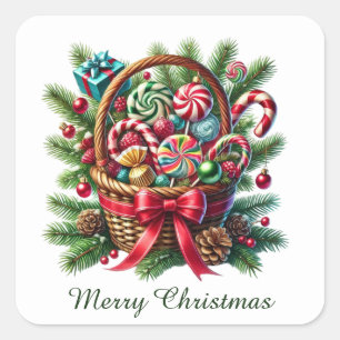 Snoep met kerstpepermunt vierkante sticker