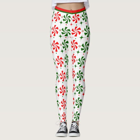 Snoep met kerstpeppermint leggings (Voorkant)