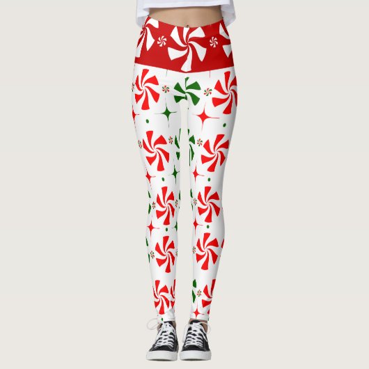 Snoep met kerstpeppermint leggings (Voorkant)