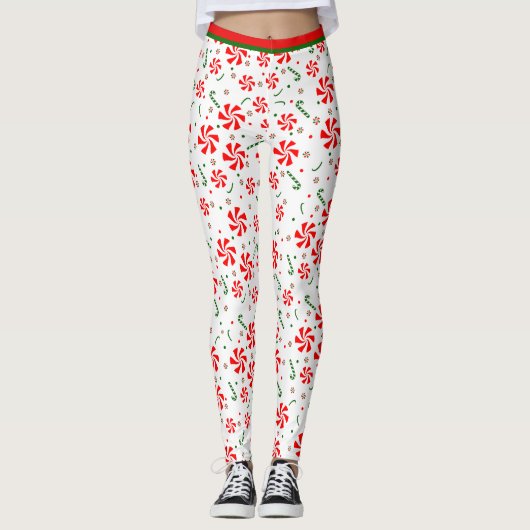 Snoep met kerstpeppermint leggings (Voorkant)