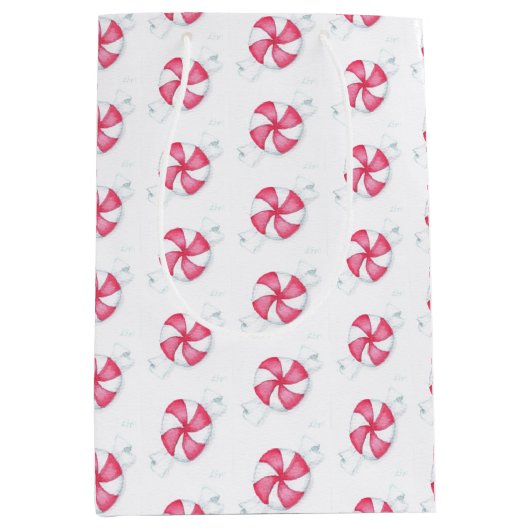 Snoep met kerstpeppermint medium cadeauzakje (Voorkant)
