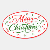 Snoep met kerstpeppermint ovale sticker (Voorkant)
