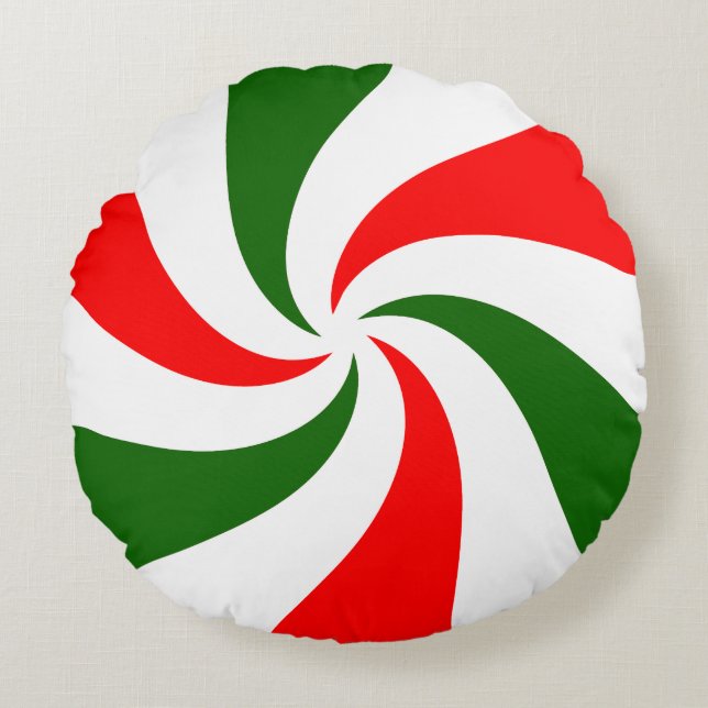 Snoep met kerstpeppermint rond kussen (Voorkant)