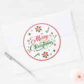 Snoep met kerstpeppermint ronde sticker (Envelop)