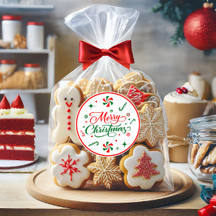 Snoep met kerstpeppermint ronde sticker