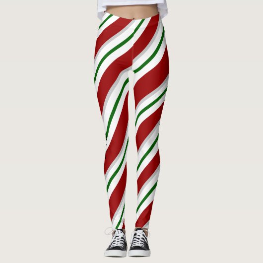 Snoep met kerstpeppermint Stripe Leggings Pants (Voorkant)