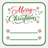 Snoep met kerstpeppermint vierkante sticker (Voorkant)