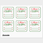 Snoep met kerstpeppermint vierkante sticker (Vel)
