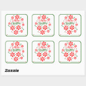 Snoep met kerstpeppermint vierkante sticker (Vel)
