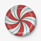 Snoep met kerstrode kepermunt papieren bordje (Voorkant)