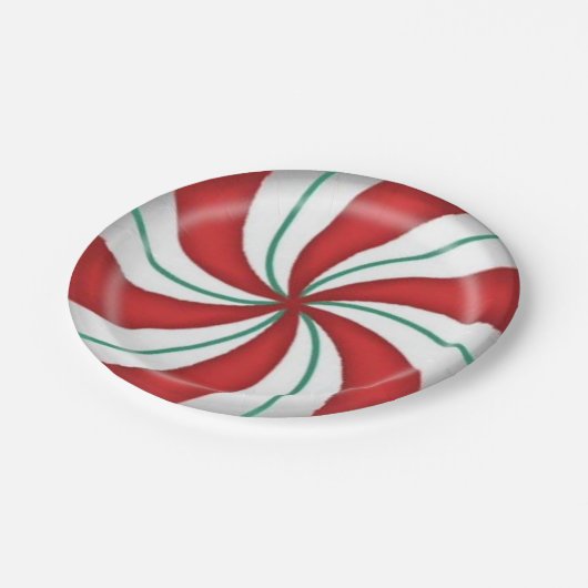 Snoep met kerstrode kepermunt papieren bordje (Gekanteld)